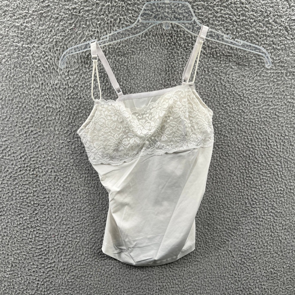 Womens Bustier Cami Top L White Lace Coquette Y2K Babydoll Padded Romantic Soft